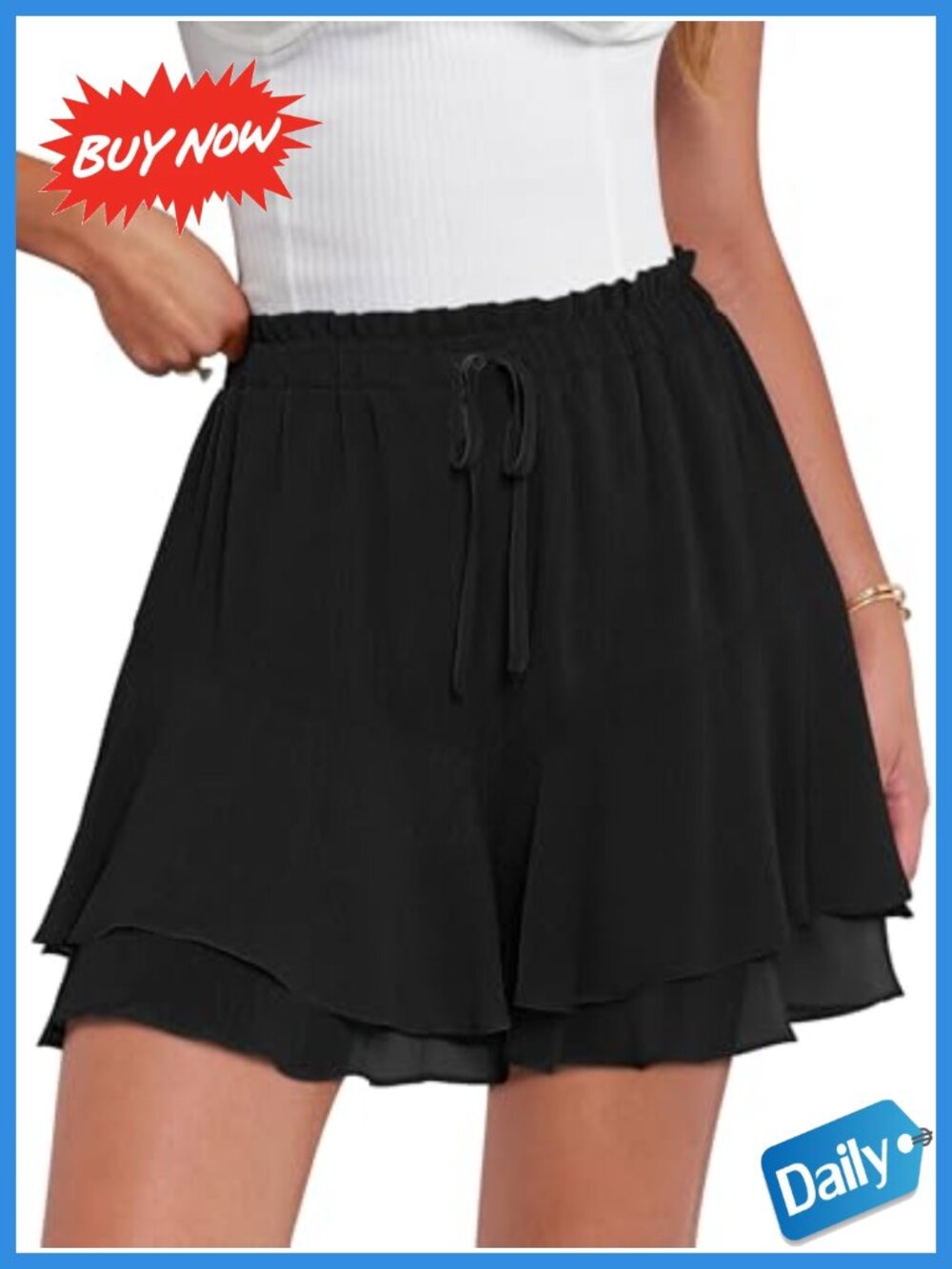 Women's Flowy Skorts Summer Floral Shorts Elastic Waist Drawstring